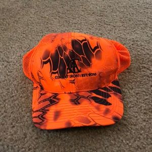 Orange combat iron hat